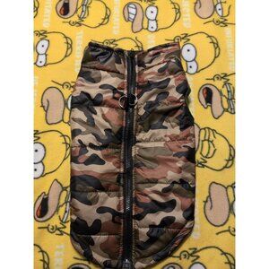 DroolingDog Quilted Camo Jacket Vest Harness Full Zip Dbl D Rings